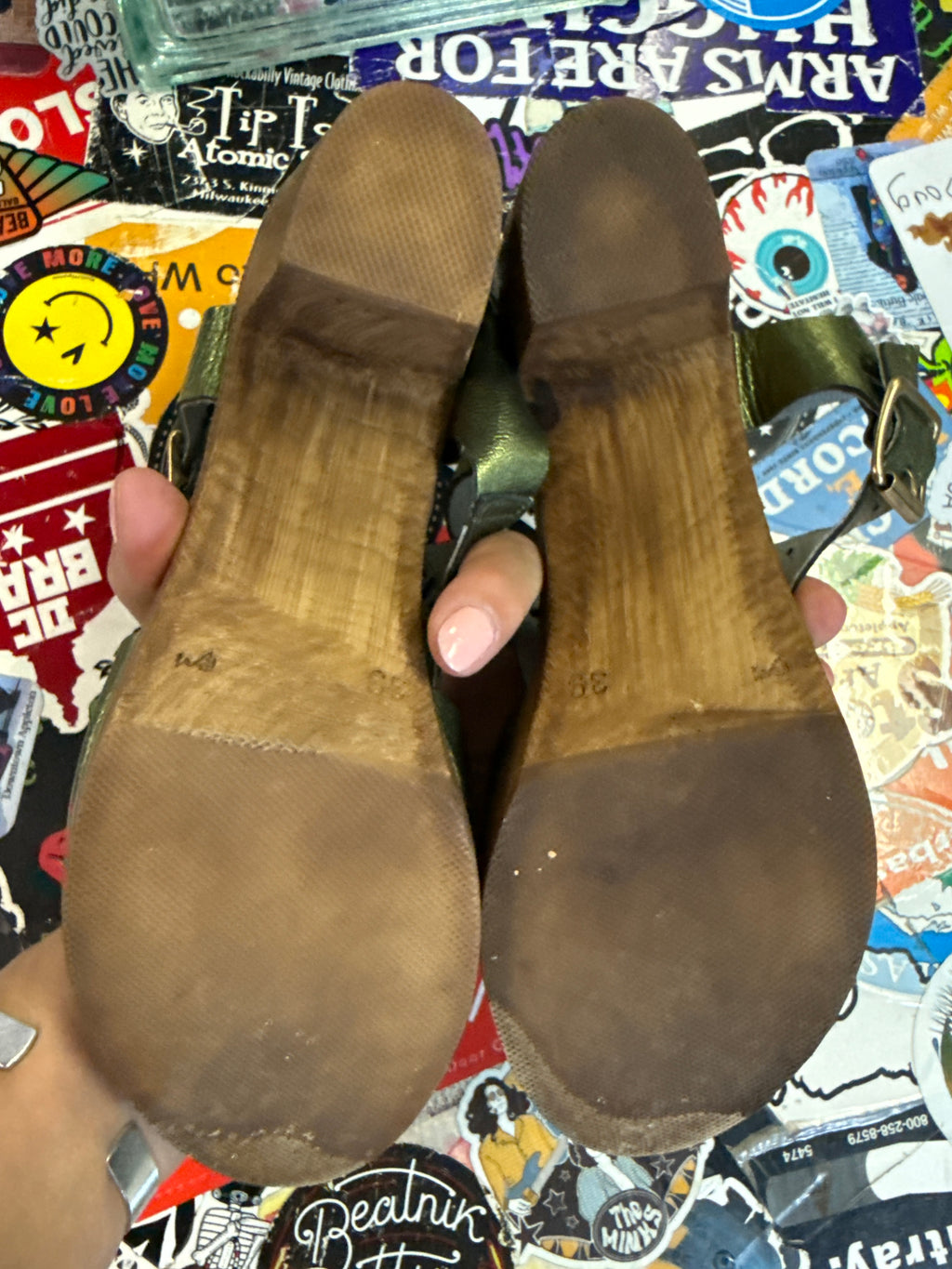 Eric Michael Metallic Sandals (org$125)