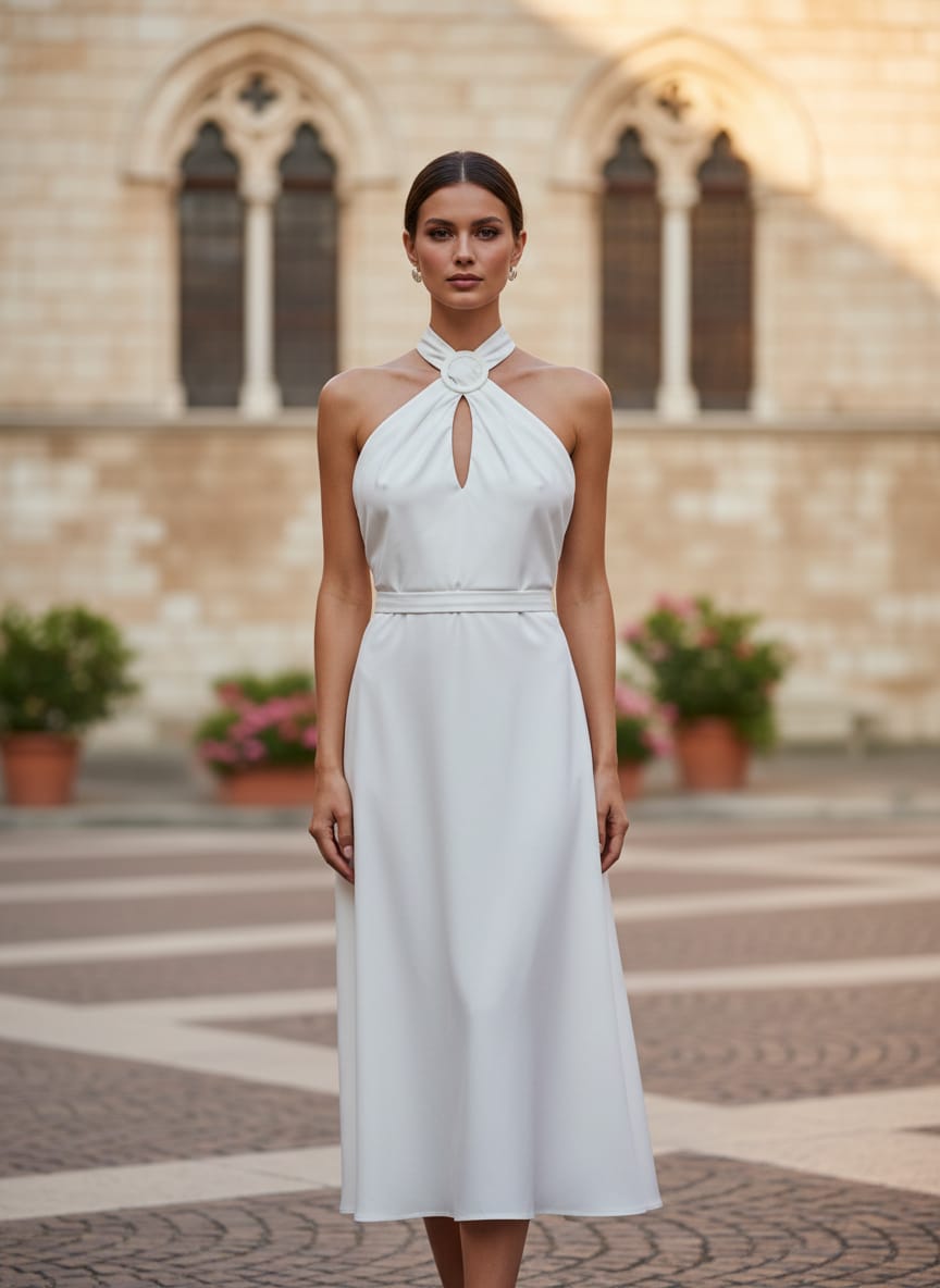 WHBM Halter Neck Poplin Midi Dress (org$130)