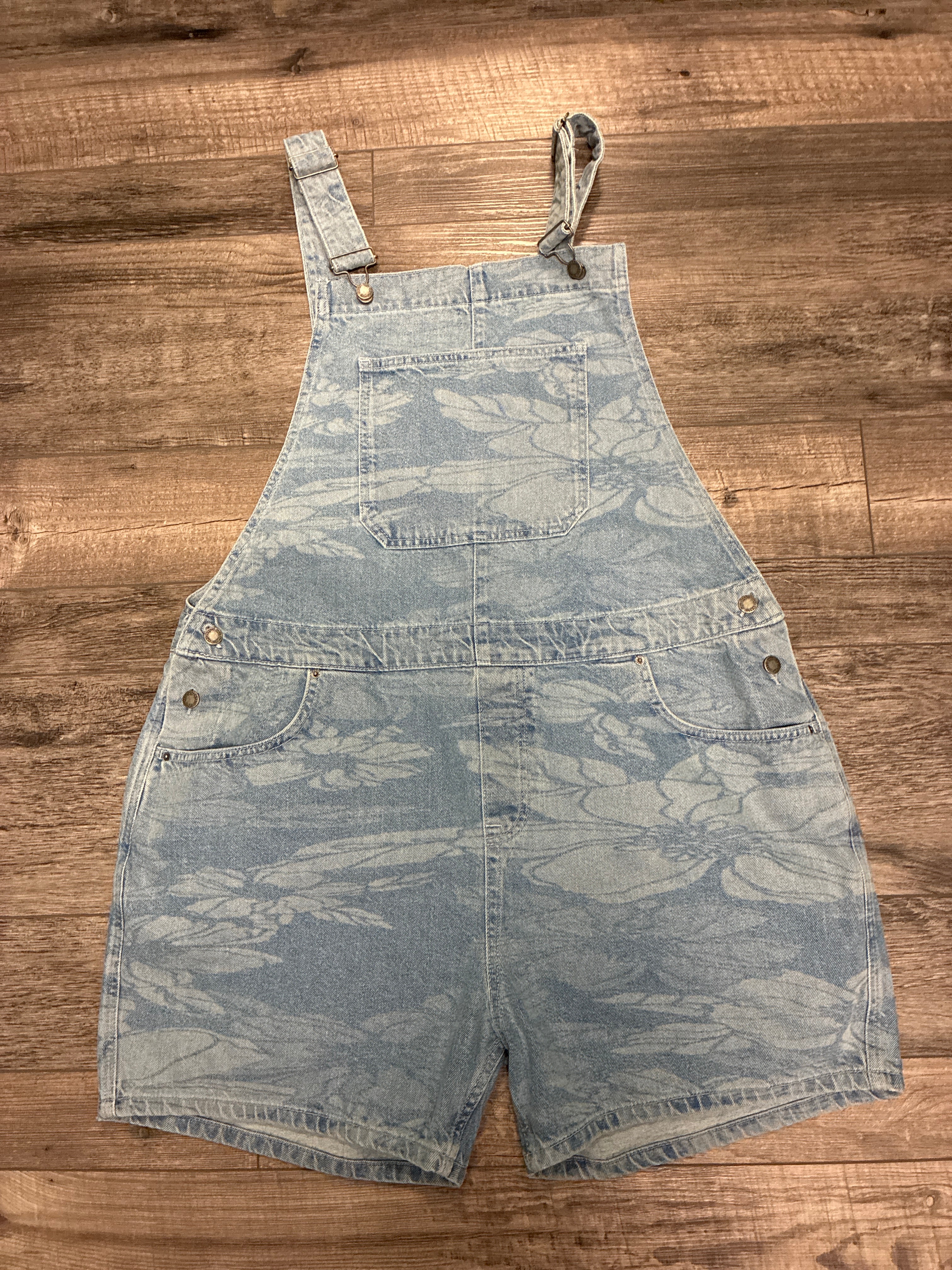 Nasty Gal Etched Floral Denim Shortalls