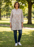Lands End Floral Button Down Tunic