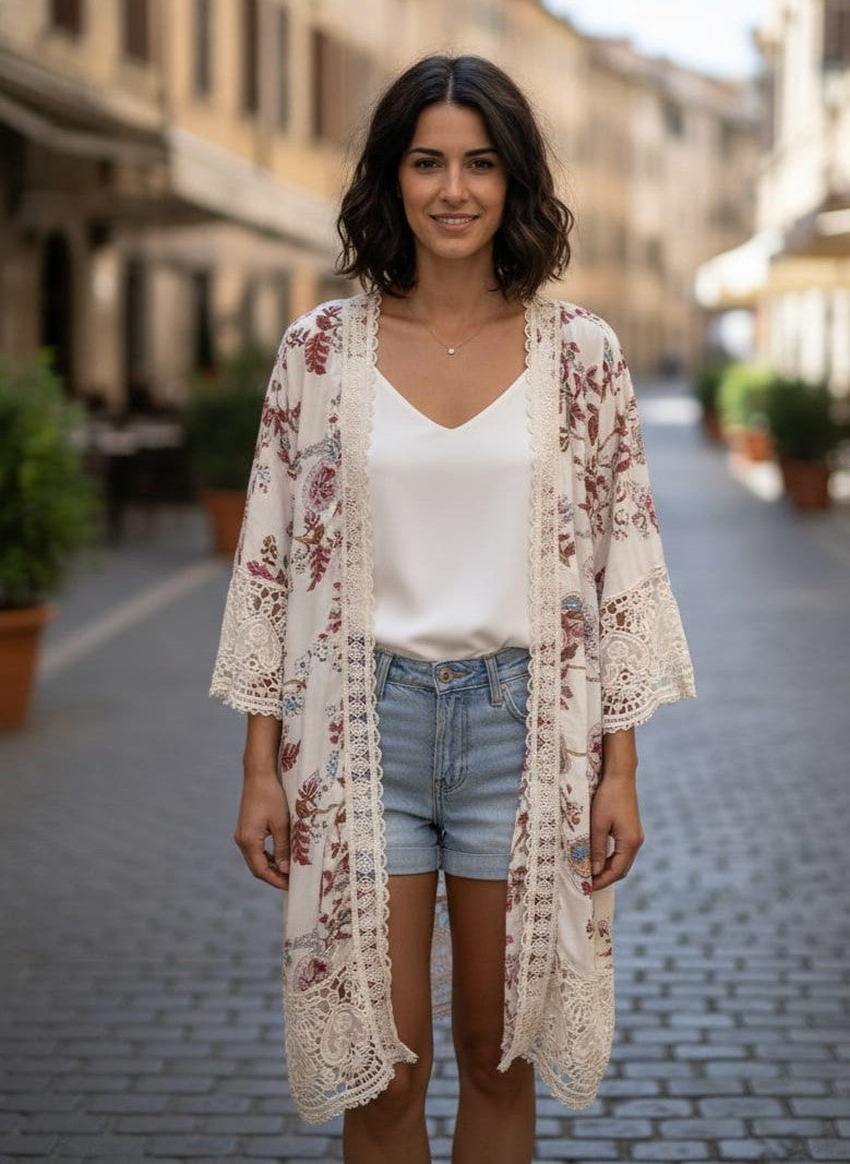 NWOT Indigo Thread Lace Trim Duster (org$48)