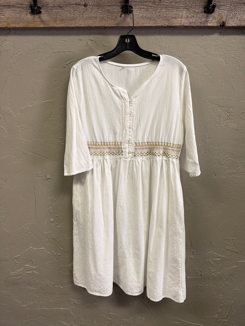 Embroidered Button-Front Dress