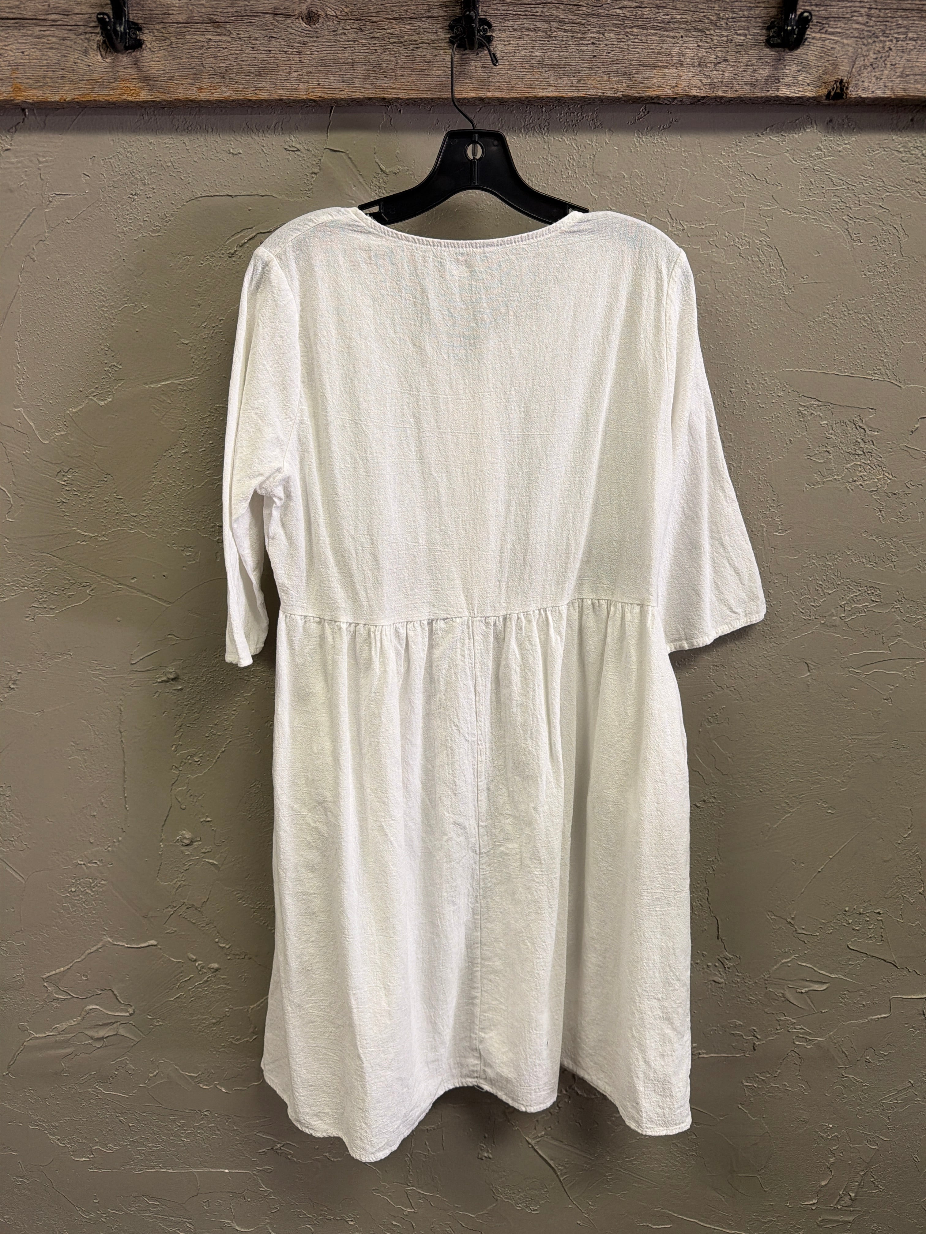 Embroidered Button-Front Dress