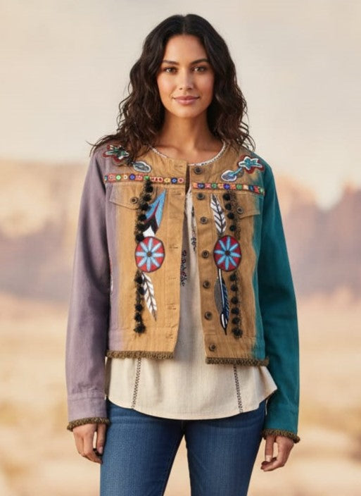 NWOT Indigo Thread Embroidered SW Jacket (org$98)