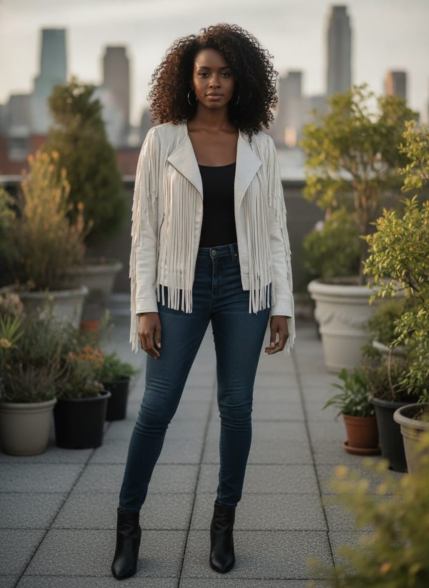 NWT a.n.a Vegan Leather Fringe Jacket (org$120)