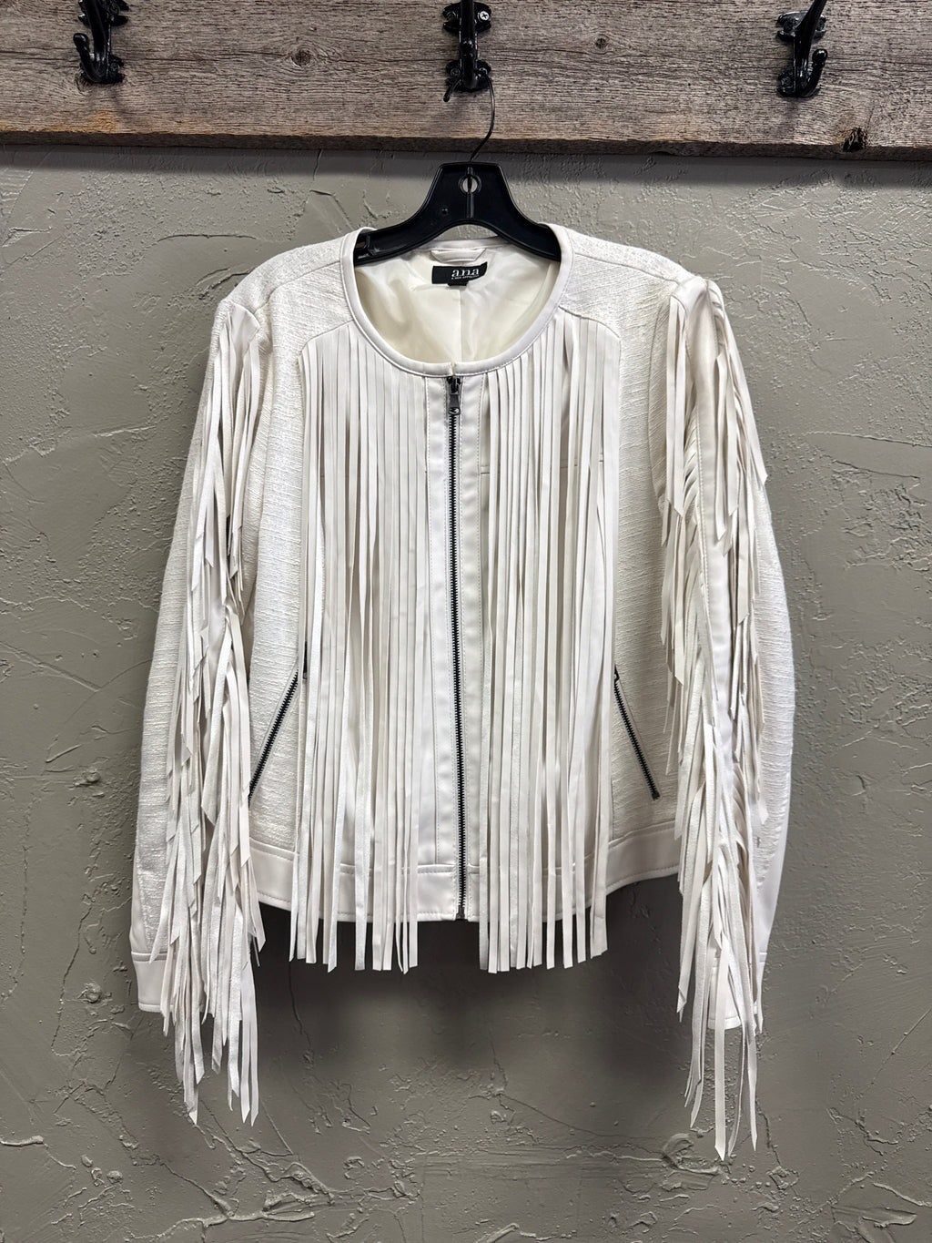 NWT a.n.a Vegan Leather Fringe Jacket (org$120)