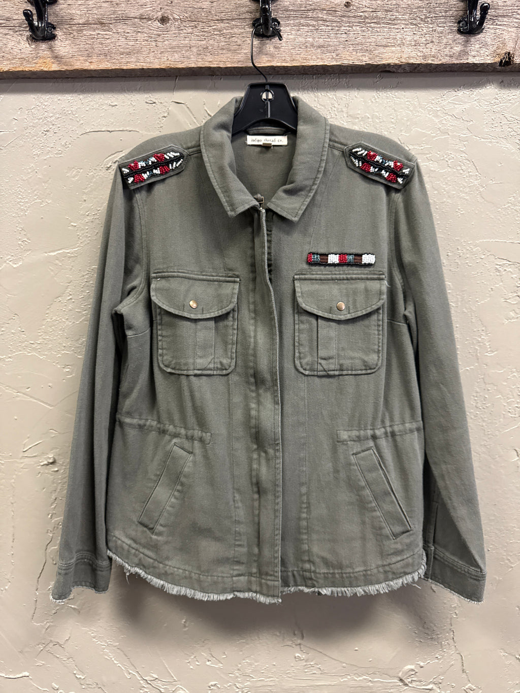 NWOT Indigo Thread Beaded Utility Jacket (org$95)