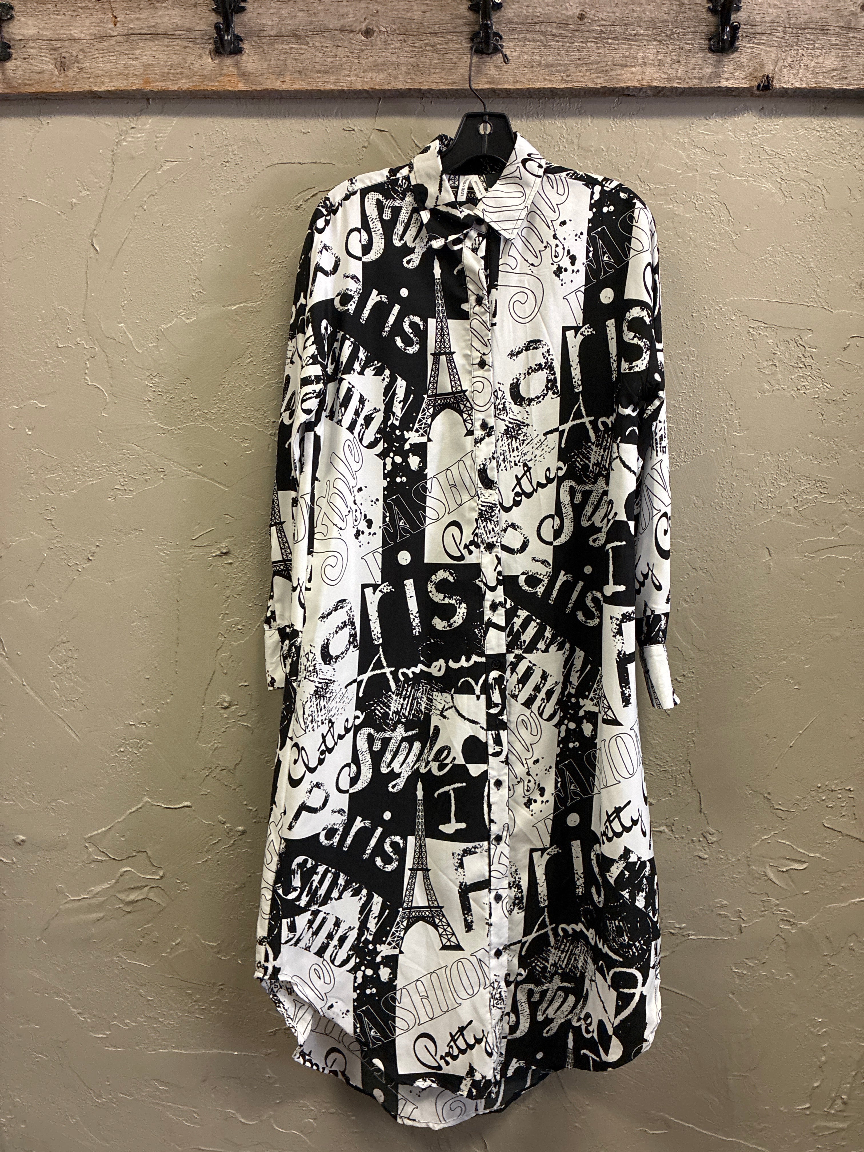 NWOT Live4Truth Newspaper Print Shirt Dress