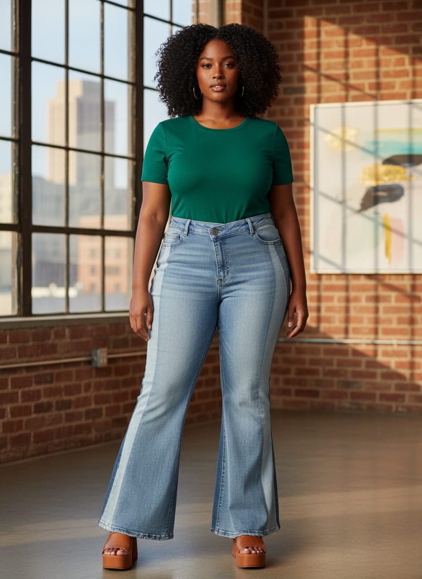 Vervet Super Flare Mixed Denim Jeans (org$95)