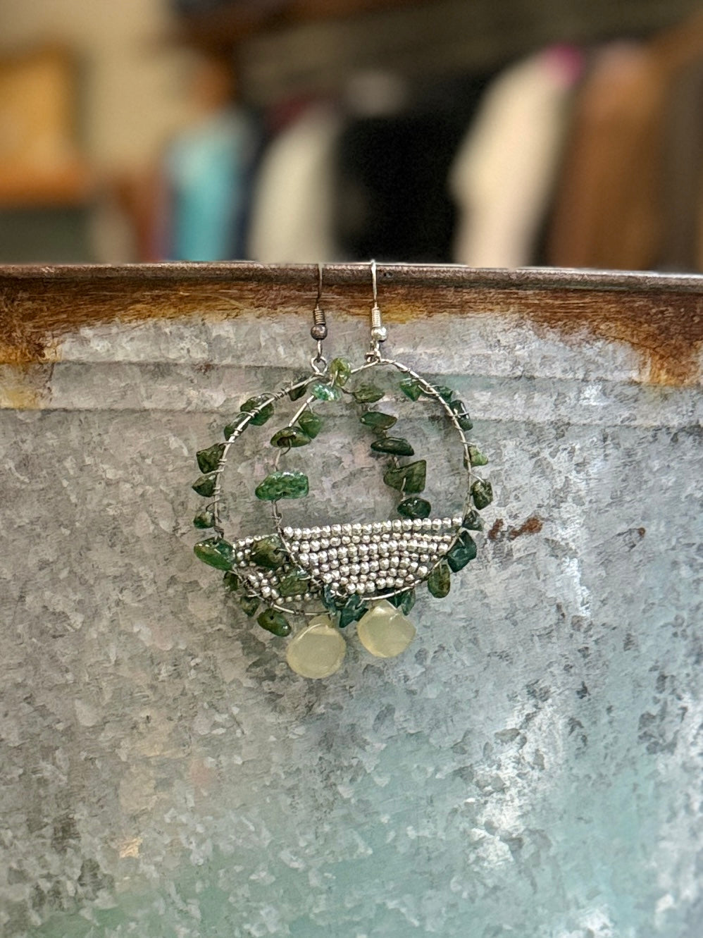 Gemstone Wire-Wrapped Hoops