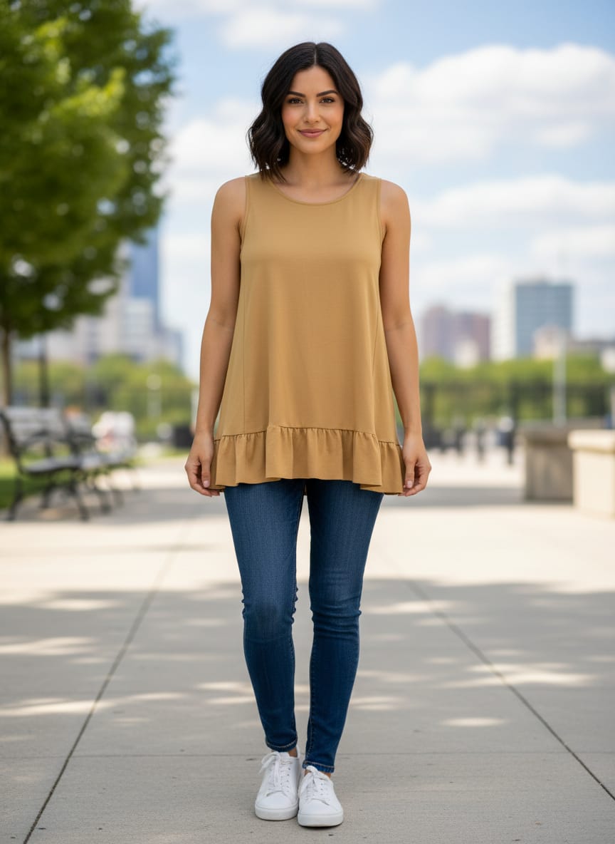 NWOT Zenana Ruffled Hem Top