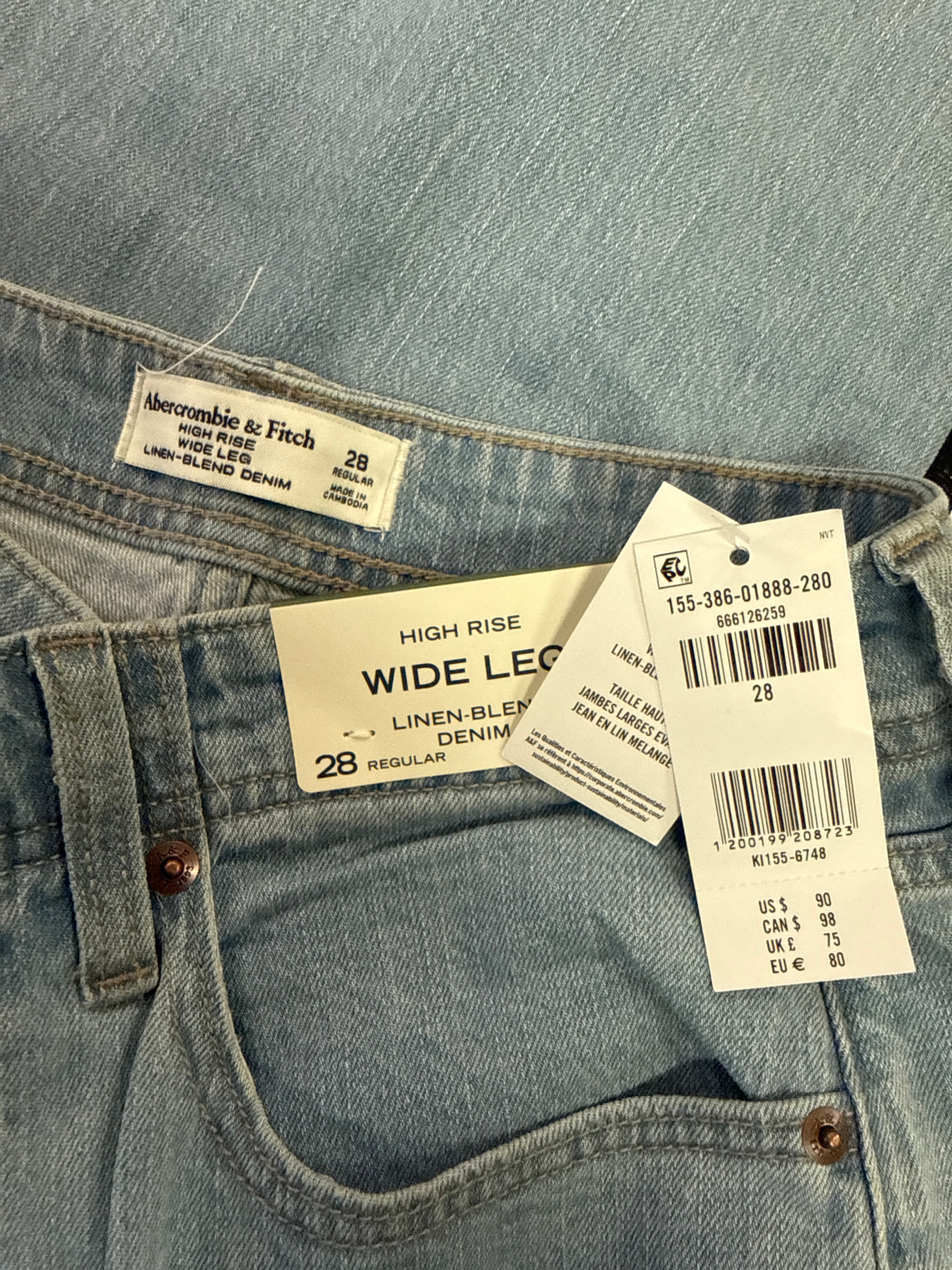 NWT Abercrombie Linen-Blend Jean (org$90)