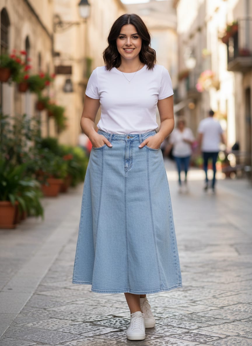Levis Fit & Flare Denim Midi Skirt (org$75)