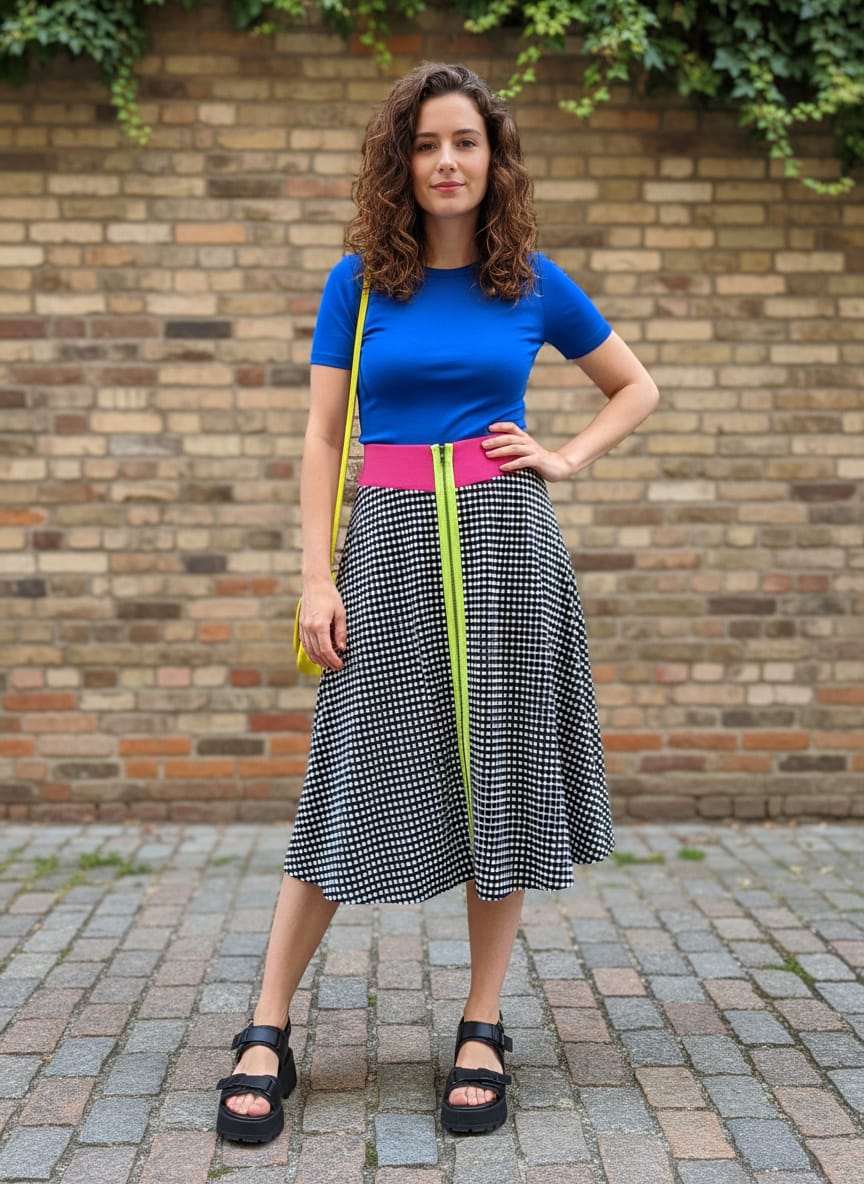 NWOT Marc Bouwer Zip-Front Midi Skirt