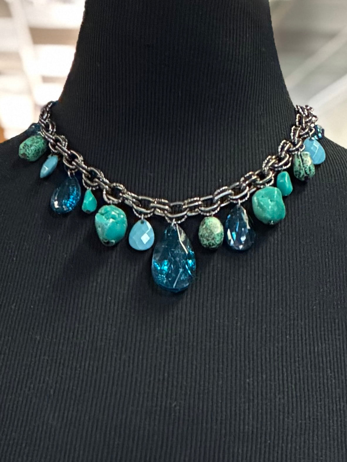 Multi-Stone Fringe Necklace