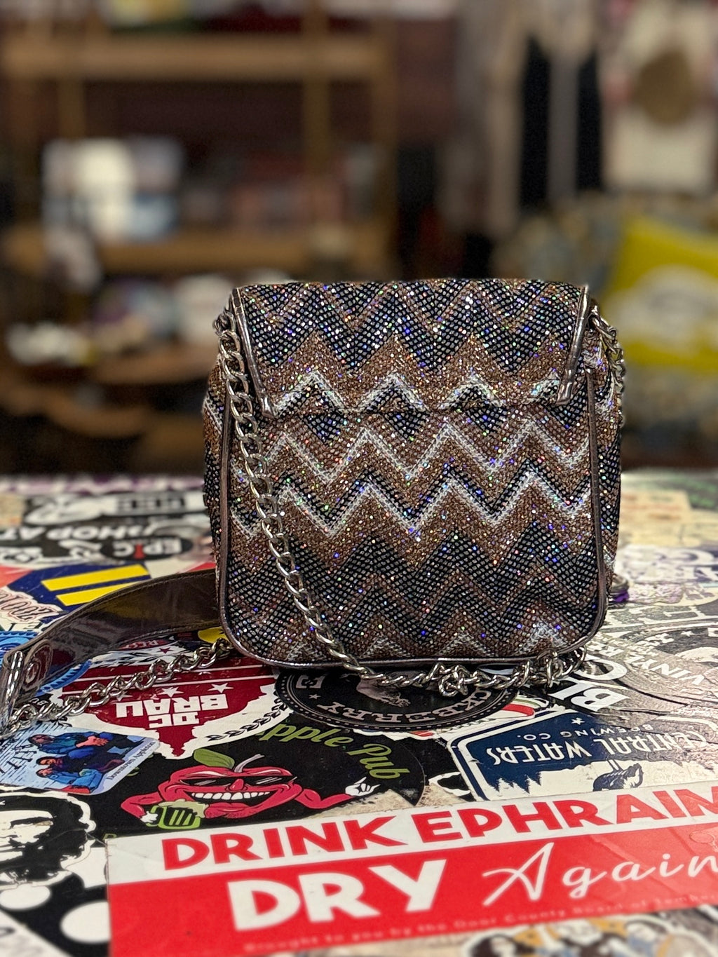 Vtg Y2K Aldo Chevron Evening Bag