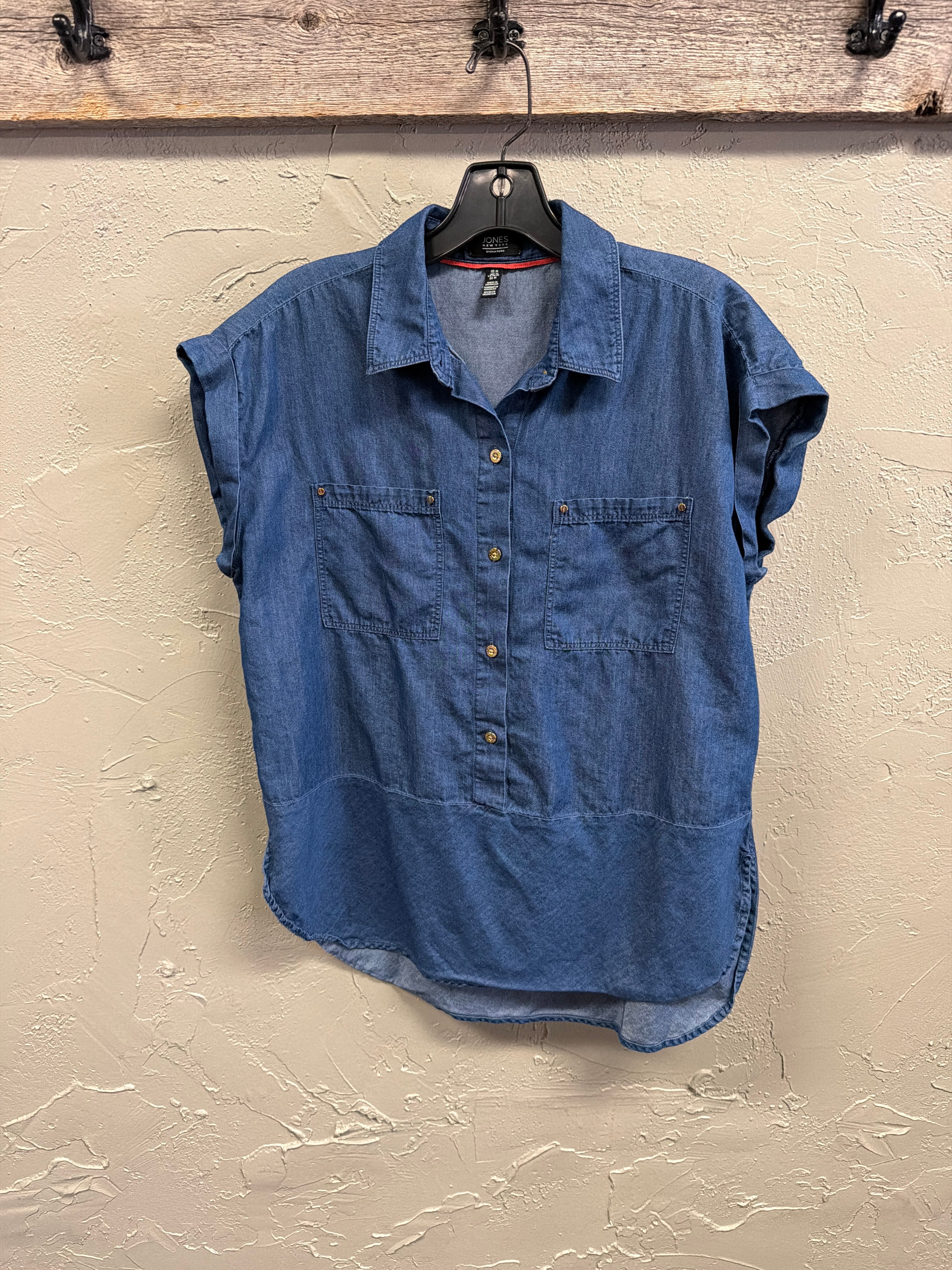 Jones NY Short-Sleeve Chambray Top