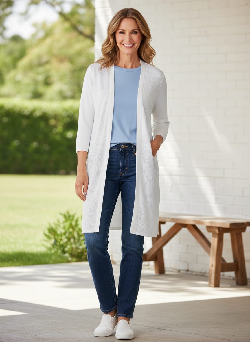 Chicos Floral Jacquard Cardigan (org$130)
