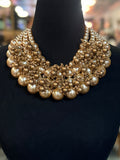 Aria Gold Multi-Strand Pearl Bib Necklace