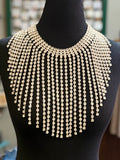 Vtg Rhinestone Waterfall Bib Necklace