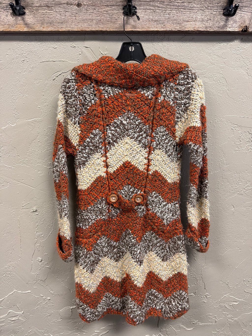 Vtg 70s Crochet Sweater