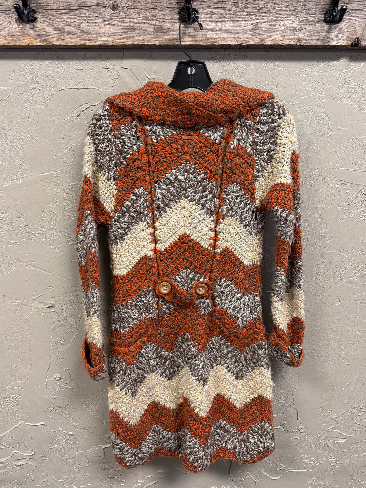 Vtg 70s Crochet Sweater