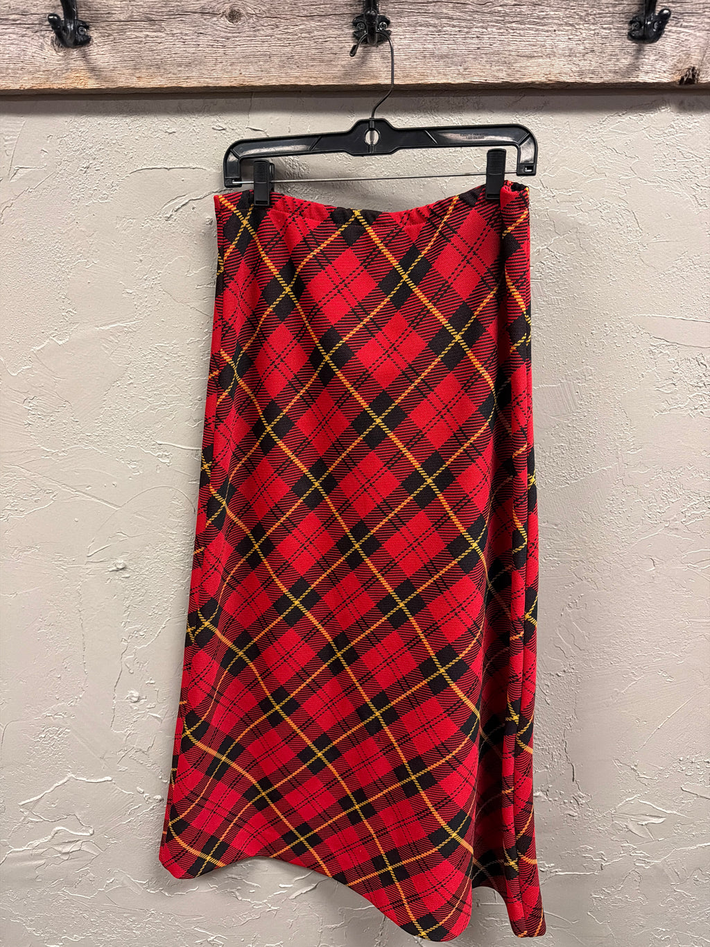 Vtg 70s Plaid Maxi Skirt
