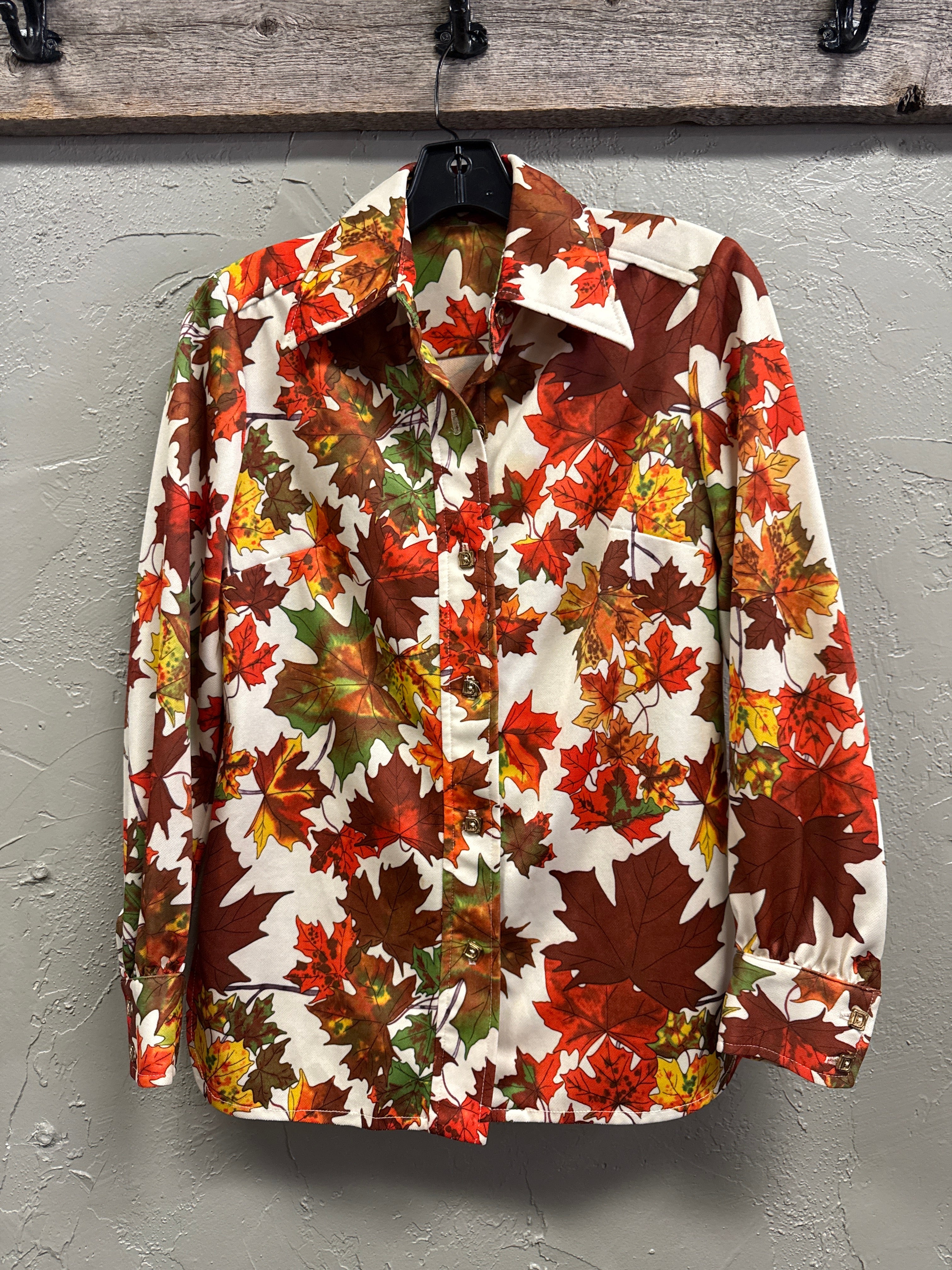 Vtg Da-Rue Leaf Knit Blouse