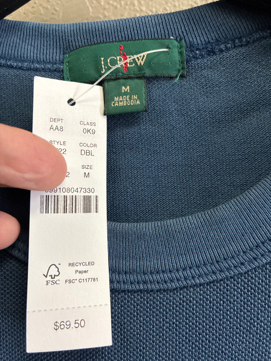 NWT J Crew Washed Pique Pocket Tee