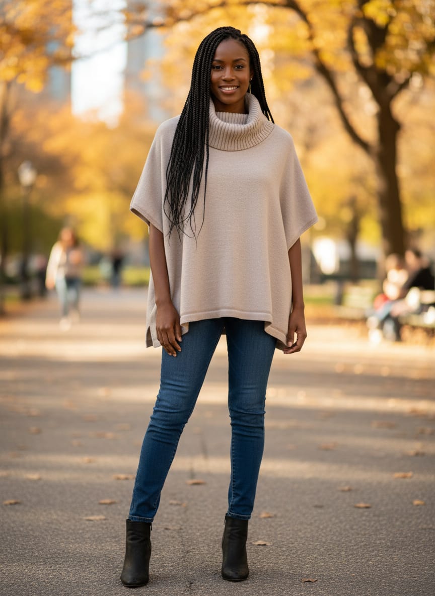 Cyrus Cowl Neck Poncho Sweater (org$79)