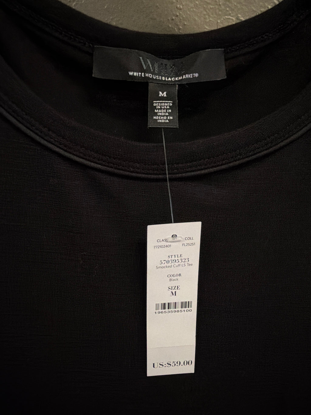 NWT WHBM Smocked Cuff Tee (org$59)