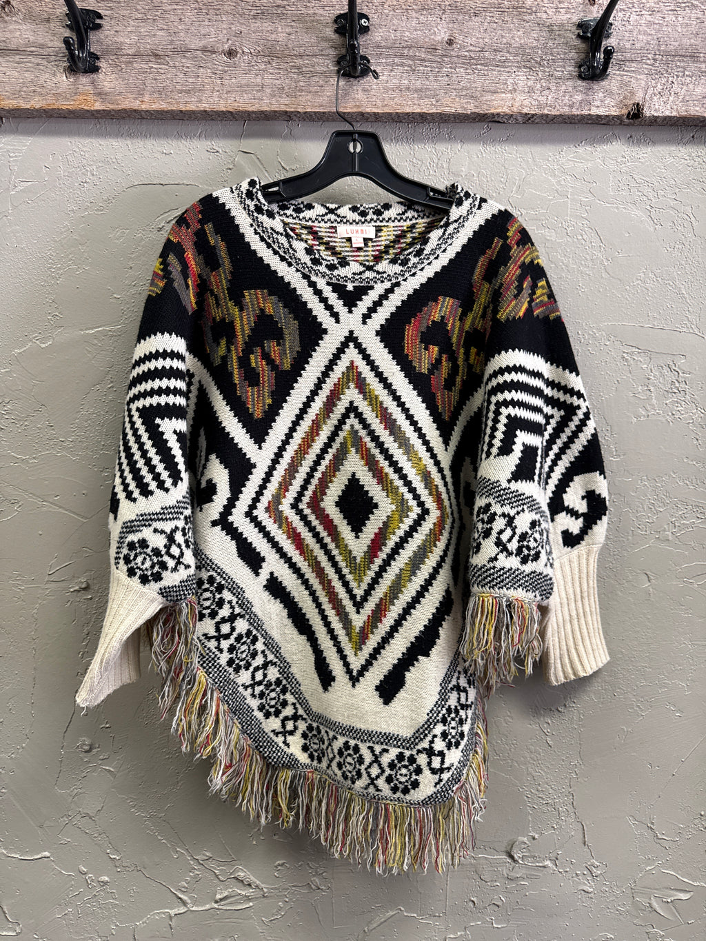 LUXMI SW Knit Fringed Poncho