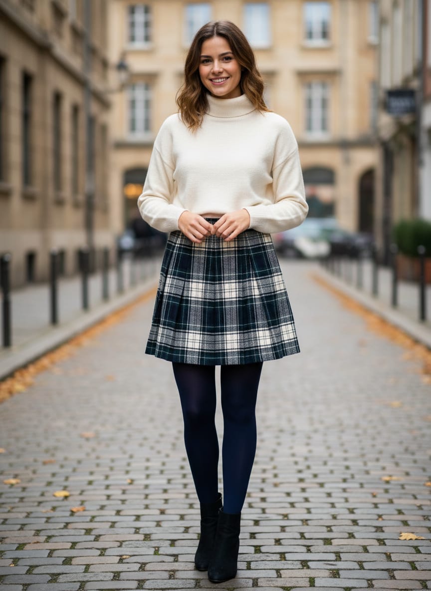 Vtg Pleated Wool Mini Skirt