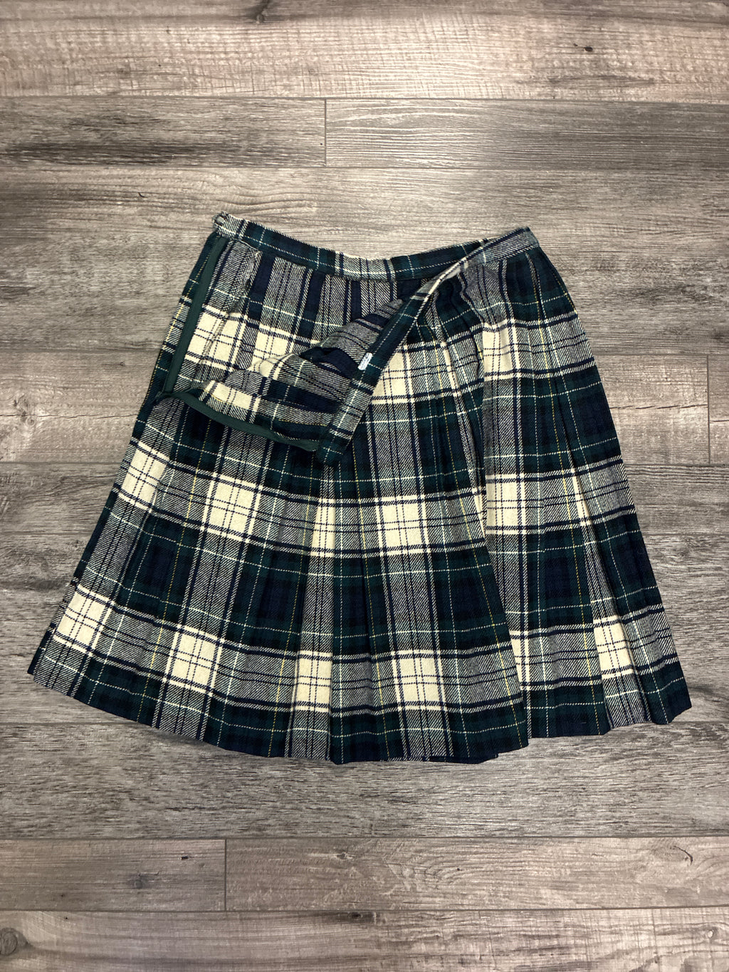 Vtg Pleated Wool Mini Skirt