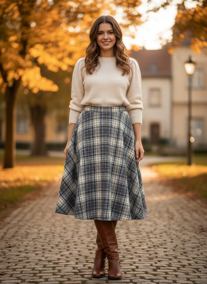 Vtg Wool Flare Skirt