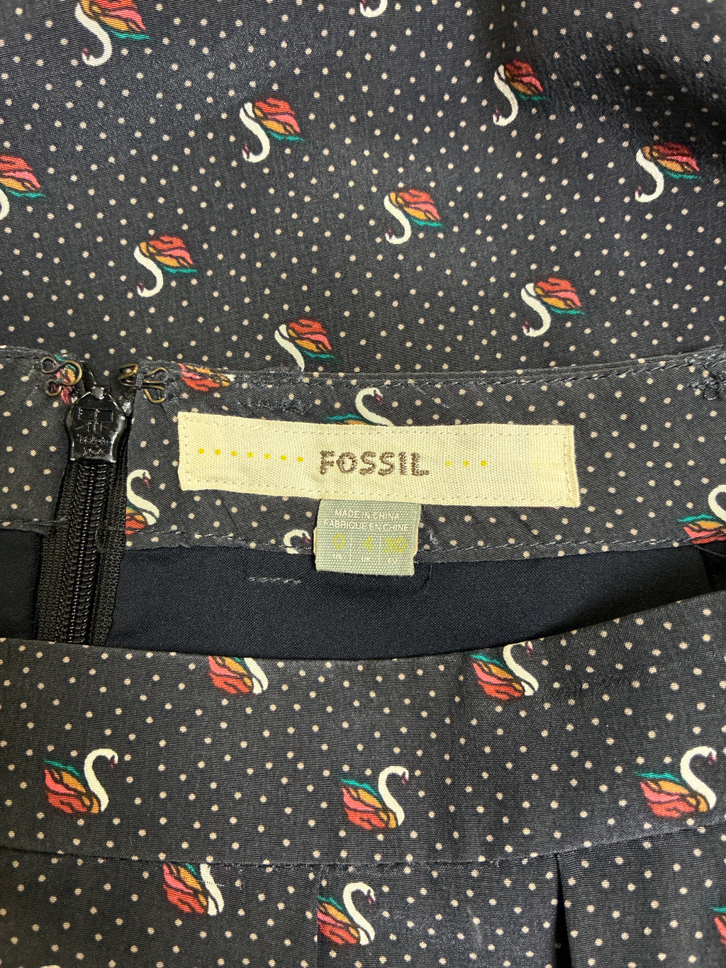 Fossil 100% Silk Swan Midi Skirt (org$148)