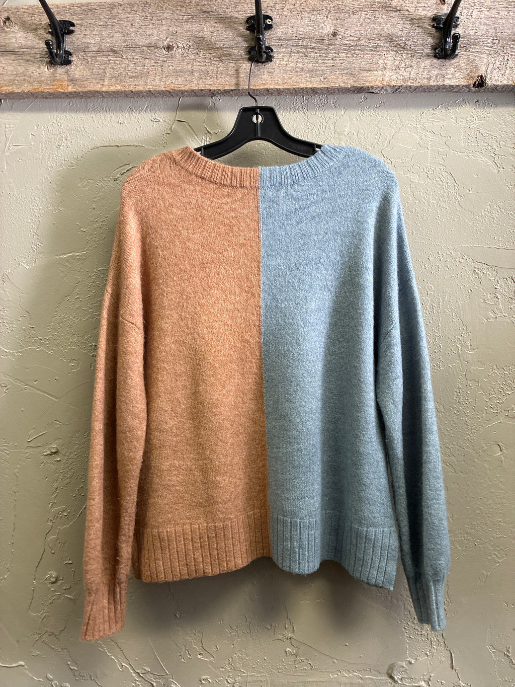 Tribal V-Neck Split-Color Sweater (org$95)