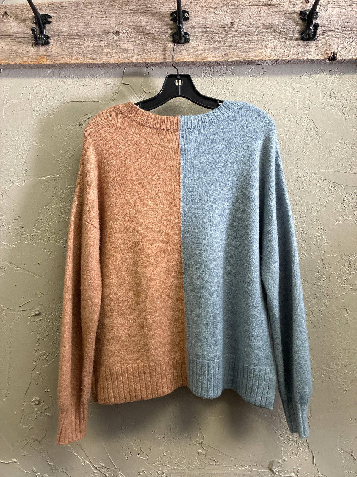 Tribal V-Neck Split-Color Sweater (org$95)