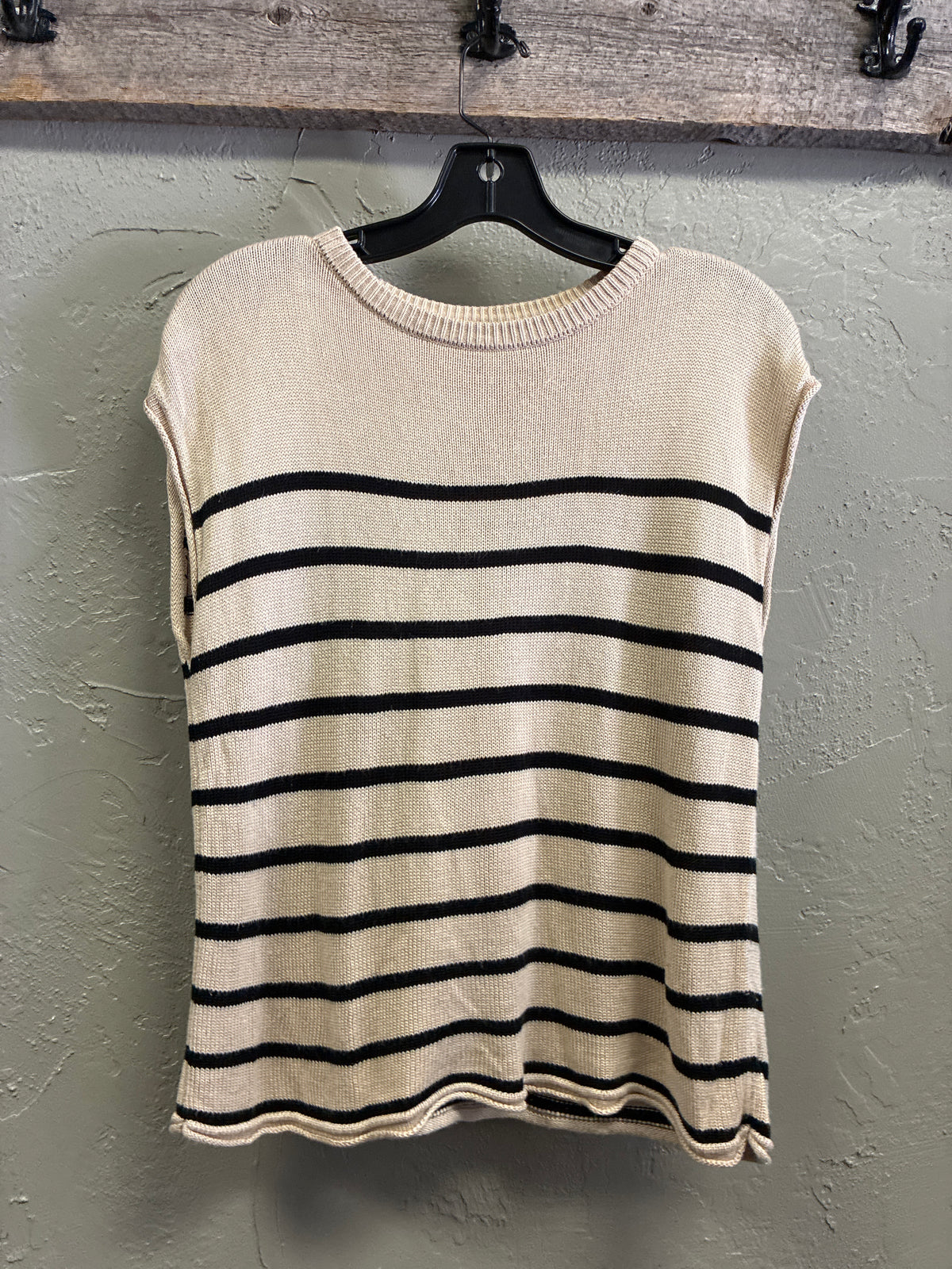 Striped Cap-Sleeve Knit Top