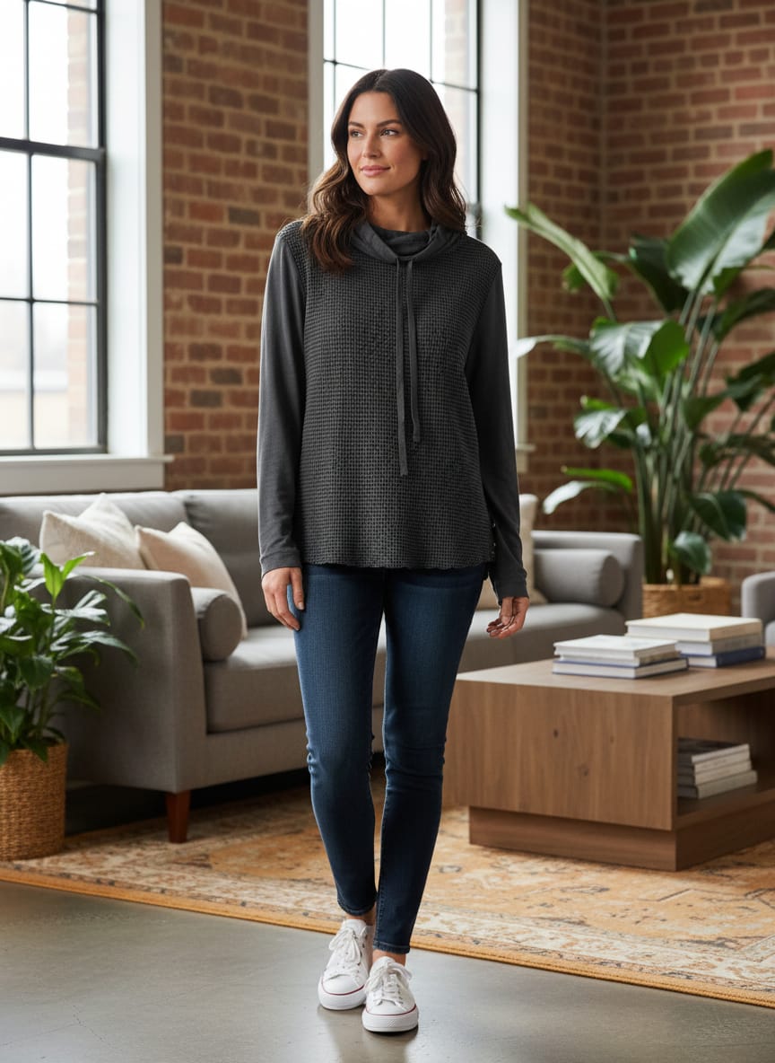 Focus Casual Life Cowl Neck Top (org$72)