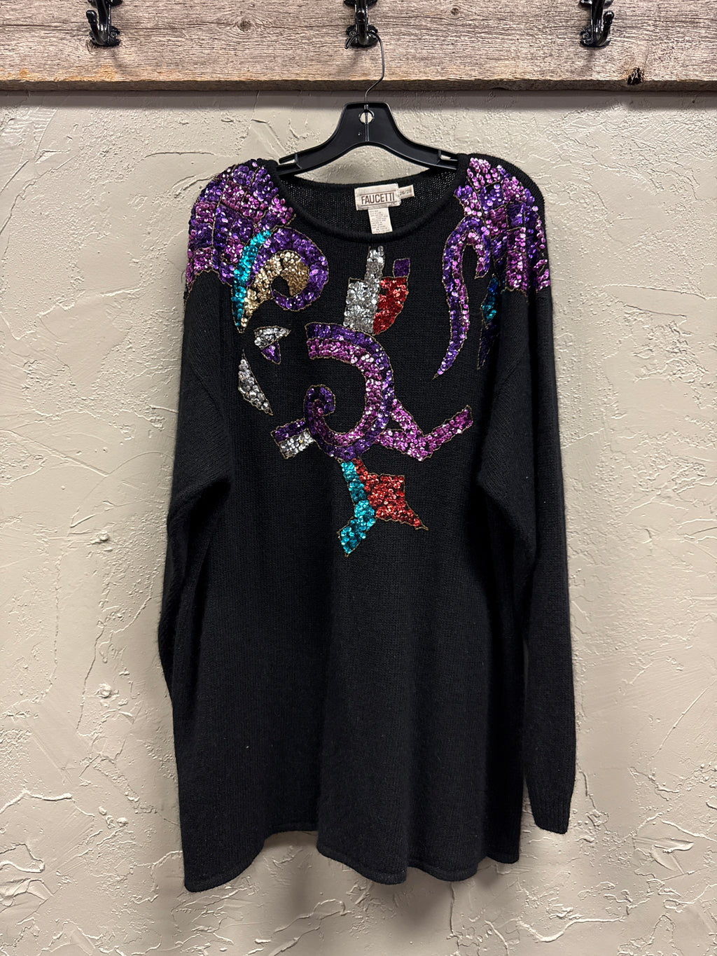 Vtg 80s Faucetti Sequin Sweater