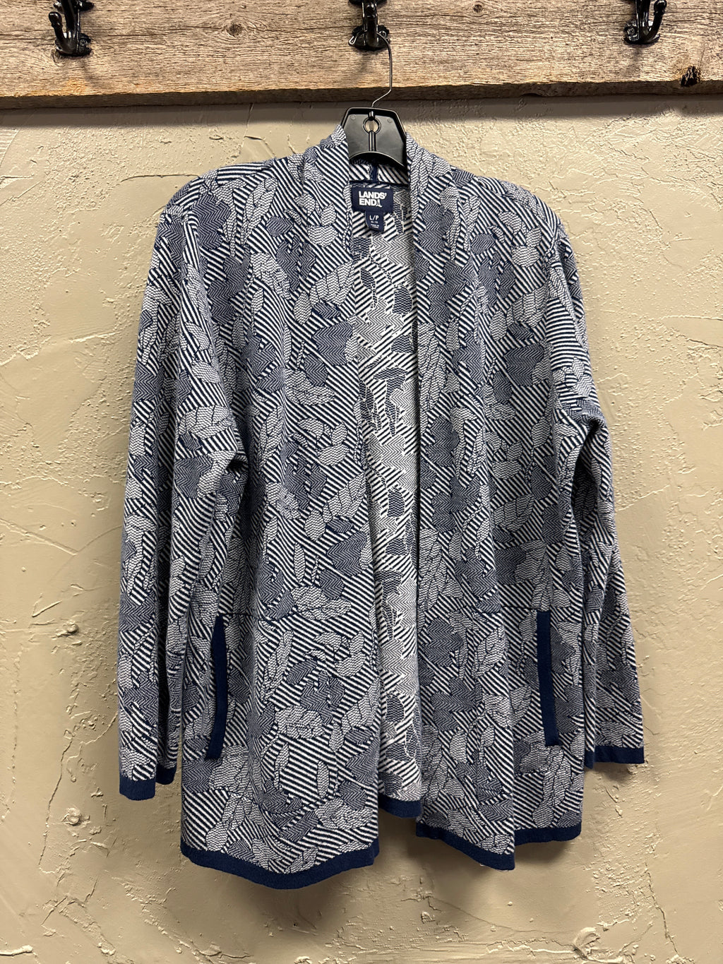 Lands End Jacquard Open-Front Cardi (org$80)