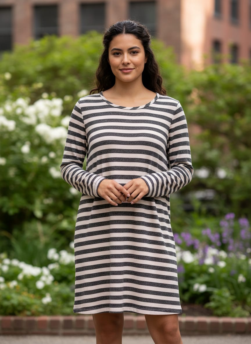 Alya Striped Knit Shift Dress