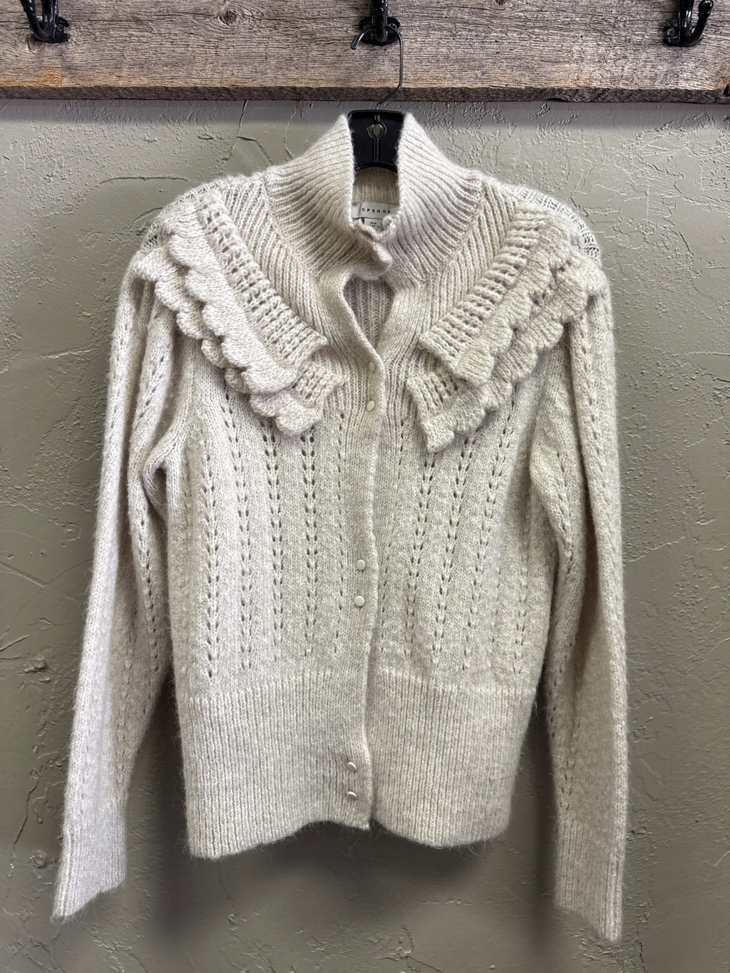 TOPSHOP FRILL DETAIL CARDIGAN